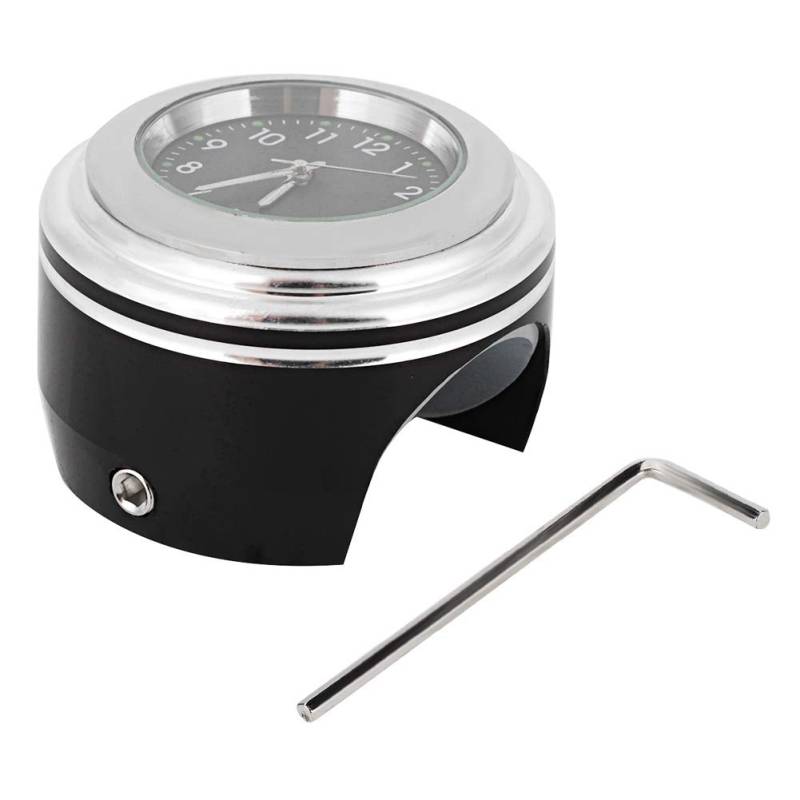 CHICIRIS Motorrad Uhr, Motorrad Modifikation Lenker Mount Wasserdicht Quarz Uhr Zubehör (Schwarzes Zifferblatt mit weißem Gesicht) von CHICIRIS