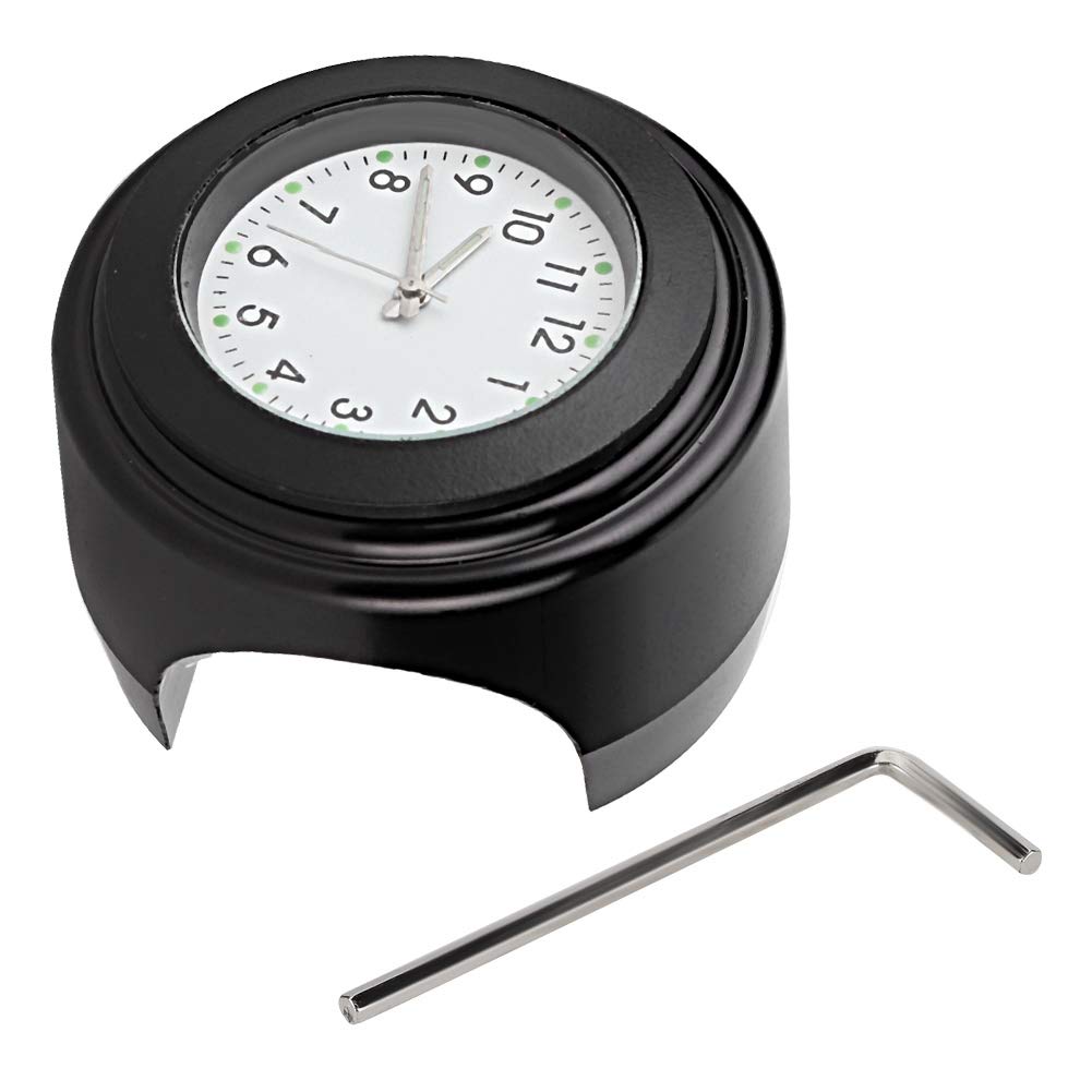 CHICIRIS Motorrad Uhr, Motorrad Modifikation Lenker Mount Wasserdicht Quarz Uhr Zubehör (Schwarzes weißes Zifferblatt) von CHICIRIS