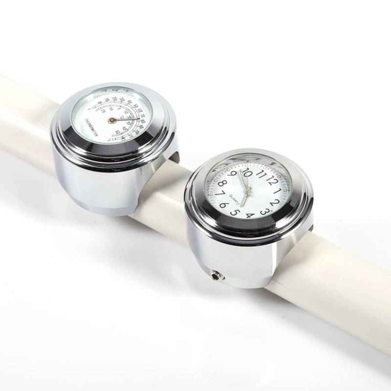 Chiciris Motorrad -Zifferblatt Uhr 7/8 -Zoll 1 -Zoll -Motorrad -Lenker -Mount -Uhr -Uhr -Uhr -Thermometer -Temperatur Weiß von CHICIRIS