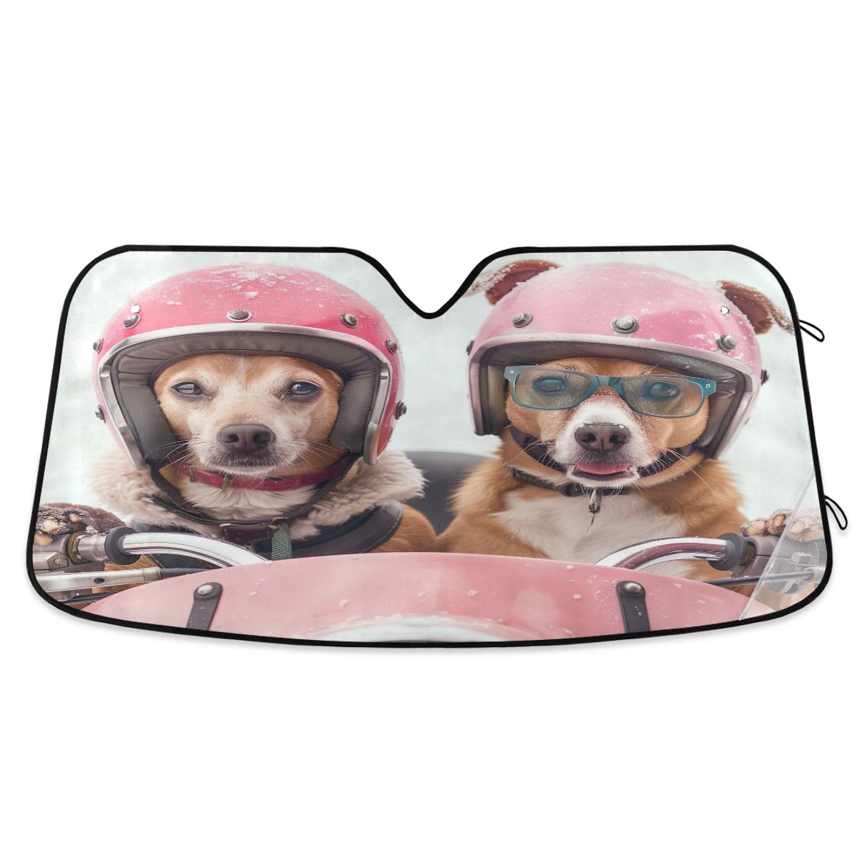 Auto Windschutzscheibe Sonnenschutz Zwei lustige Hunde fahren Motorrad Faltbare Sonnenblende für Autofenster Reflektierender Auto-Sonnenschutz blockiert UV-Strahlen für Auto LKW SUV, 144,8 x 80 cm Auto Windschutzscheibe Sonnenschutz Zwei lustige Hunde fahren Motorrad Faltbare Sonnenblende für Autofenster Reflektierender Auto-Sonnenschutz blockiert UV-Strahlen für Auto LKW SUV, 144,8 x 80 cm von CHIFIGNO
