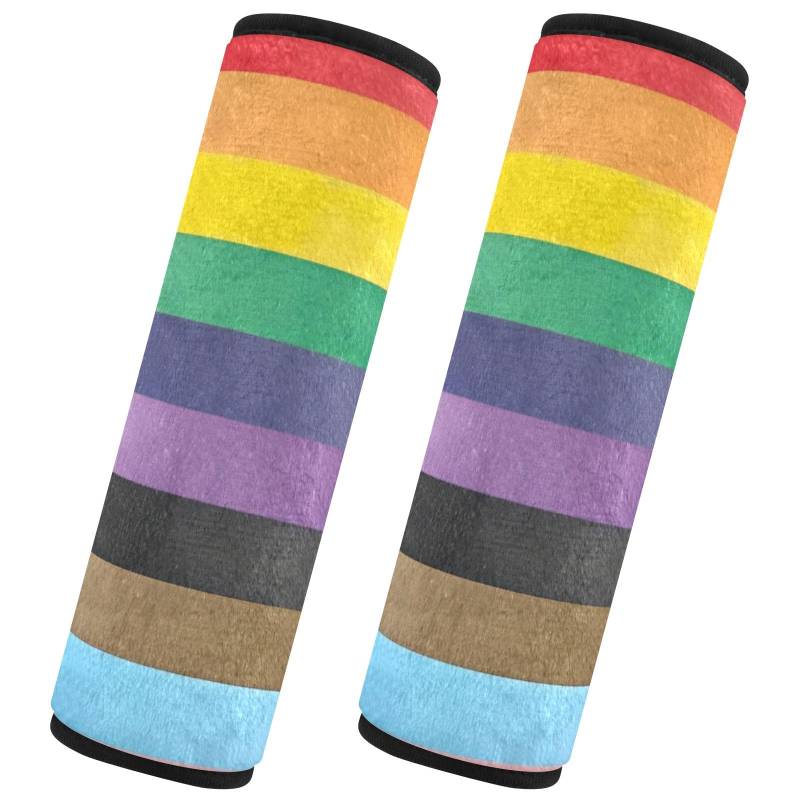 CHIFIGNO 2 Stück Sicherheitsgurtbezug LGBT Pride Flag LGBTQ Regenbogen Sicherheitsgurtkissen Weiche Schultergurtbezüge für Erwachsene Kinder von CHIFIGNO