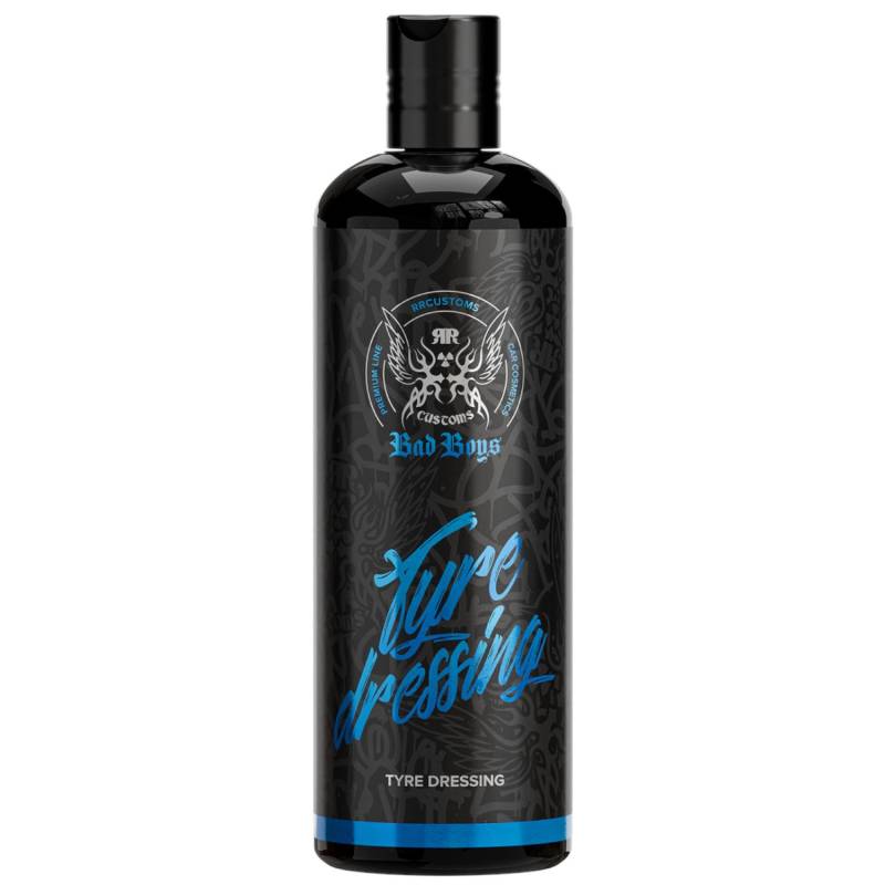 RRCustoms Bad Boys Tyre Dressing Reifenpflege Reifenschwarz Reifenglanz, Gummipflege, Kunststoffpflege Emulsion für für strahlend schwarze Reifen 0.5L von CHIMP TOOLS PREMIUM CAR CARE PRODUCTS