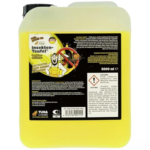 Tuga Chemie Insekten Teufel - Insektenreiniger - Insektenentferner - Tuga Bug Off Spray löst schonend & schnell auch hartnäckig angetrocknete Insektenreste 5Liter + Gratis ChimpTools Sticker von CHIMP TOOLS PREMIUM CAR CARE PRODUCTS