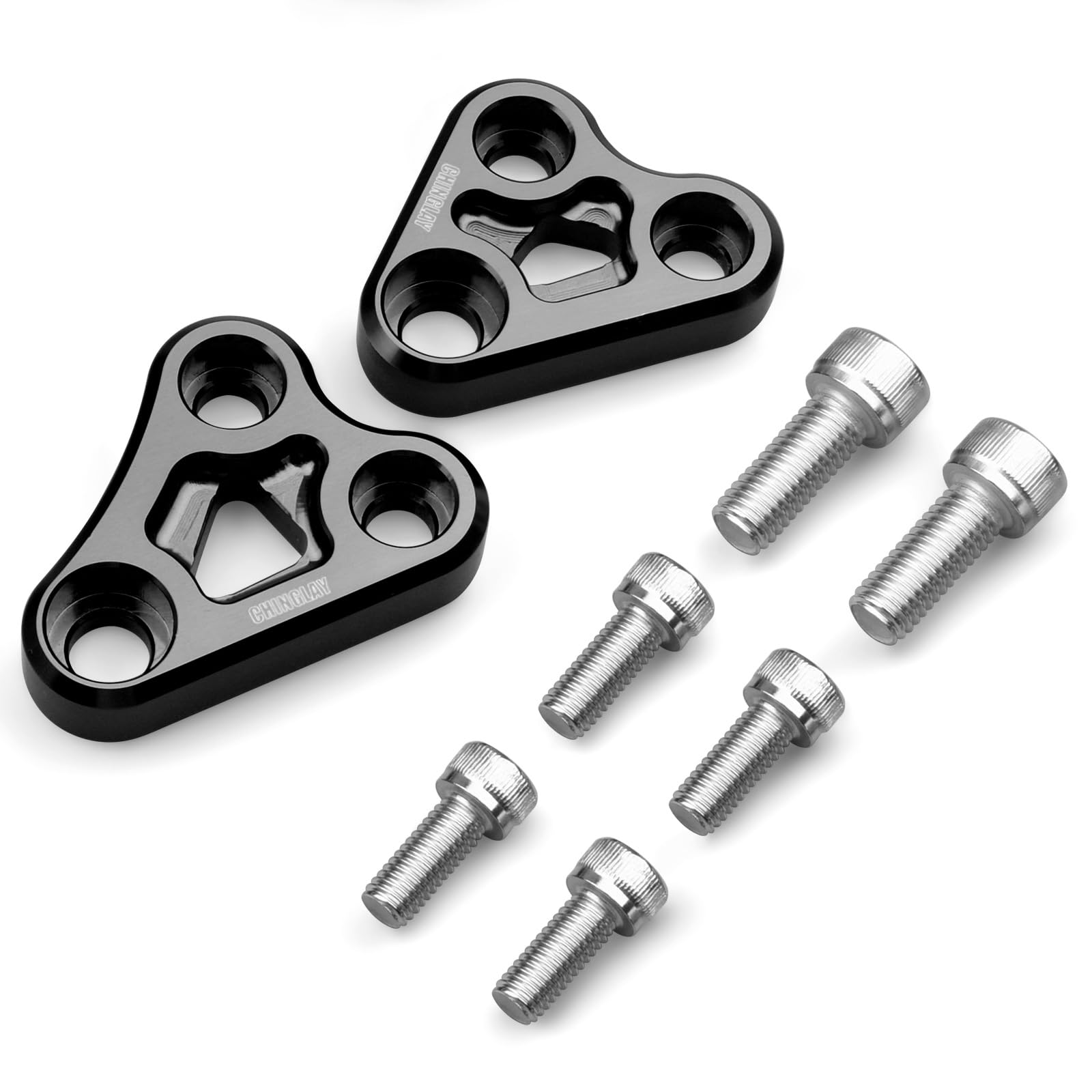 CHINGLAY CNC Aluminium Zylinderkopfhalter Kompatibel mit Z900 / Z900RS / Z900RS CAFE (2017–2025) Vordere Motorhalterung Set Custom Zubehör Links & Rechts Set (Schwarz) von CHINGLAY