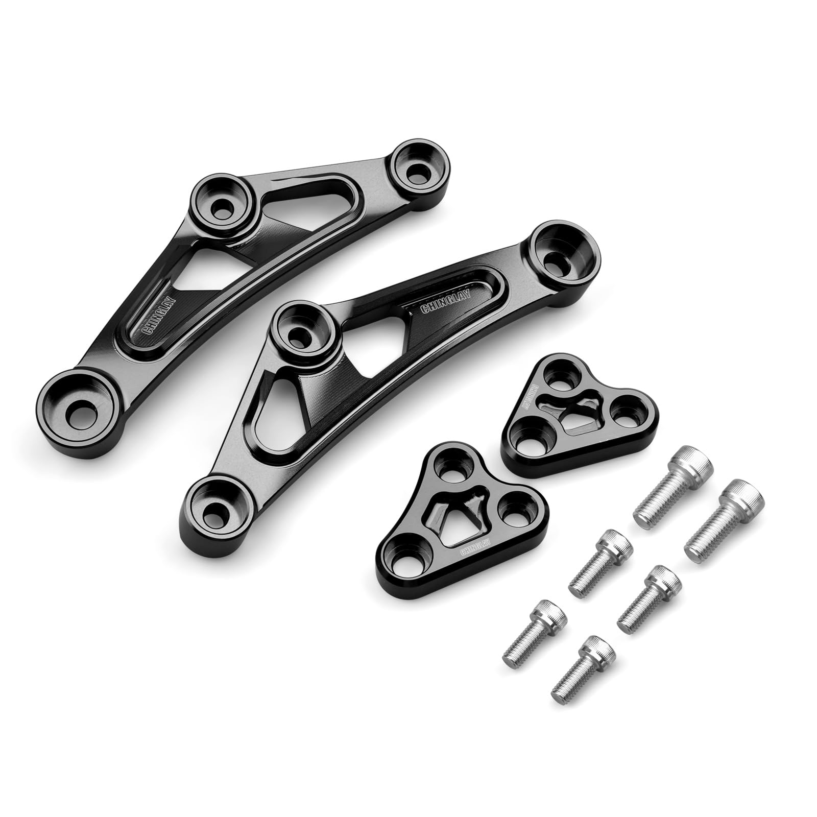 Motorhalterung Verstärkungsbügel Rahmenstütz-Kit Motoraufhängung Set Aluminiumlegierung CNC-gefräst Hohe Steifigkeit Kompatibel mit Z900RS / Z900RS Cafe 2018–2025 (Schwarz) von CHINGLAY