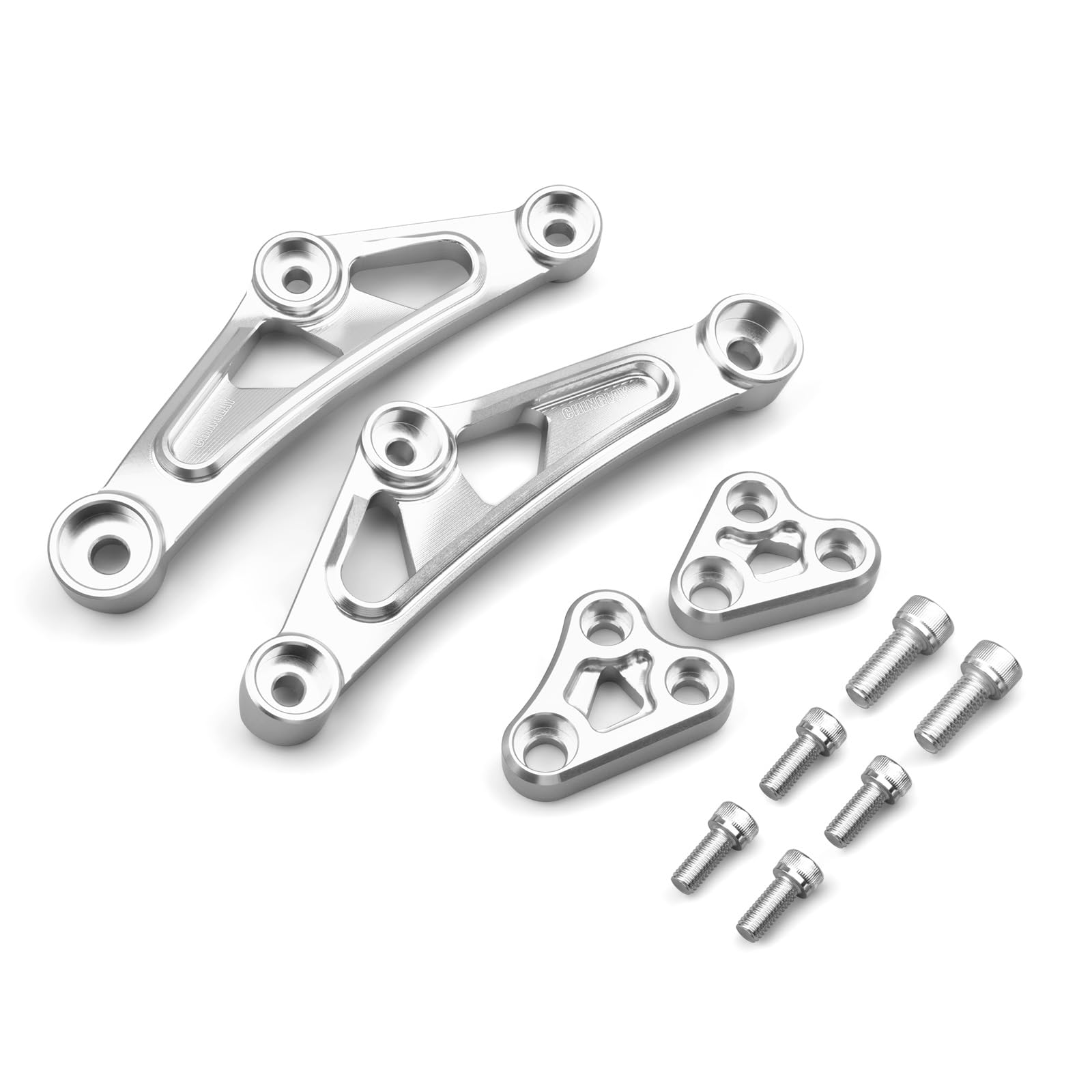 Motorhalterung Verstärkungsbügel Rahmenstütz-Kit Motoraufhängung Set Aluminiumlegierung CNC-gefräst Hohe Steifigkeit Kompatibel mit Z900RS / Z900RS Cafe 2018–2025 (Silber) von CHINGLAY