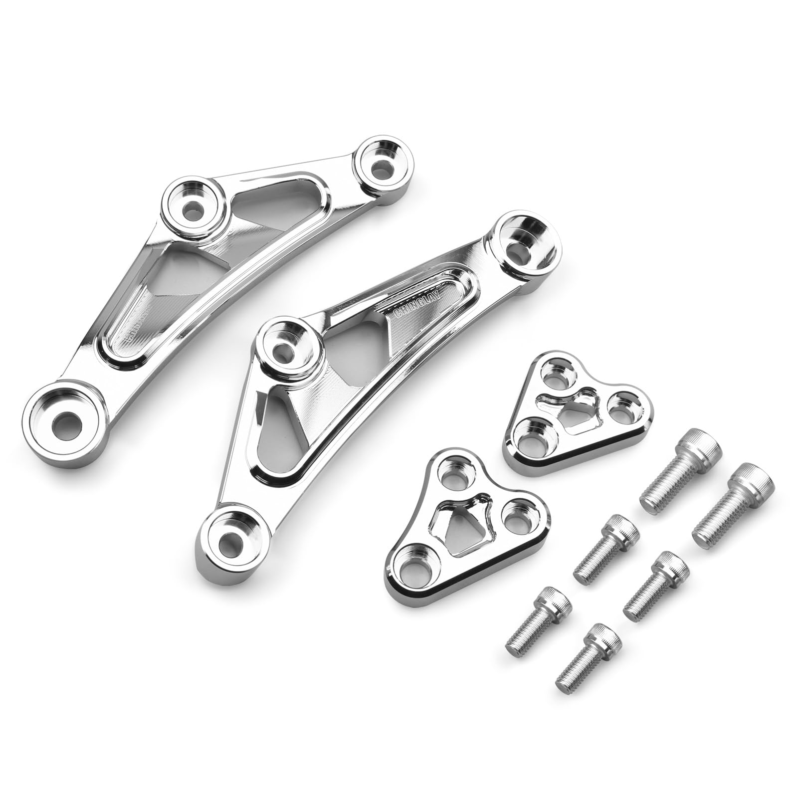 Motorhalterung Verstärkungsbügel Rahmenstütz-Kit Motoraufhängung Set Aluminiumlegierung CNC-gefräst Hohe Steifigkeit Kompatibel mit Z900RS / Z900RS Cafe 2018–2025 (Verchromt) von CHINGLAY
