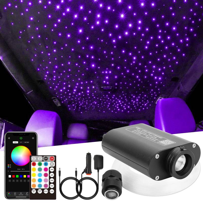 CHINLY Bluetooth 16W RGBW LED Fiber Optic Star Deckenleuchten Kit APP/Fernbedienung 200pcs*0,75mm*2m Glasfaser für Zuhause/Auto von CHINLY