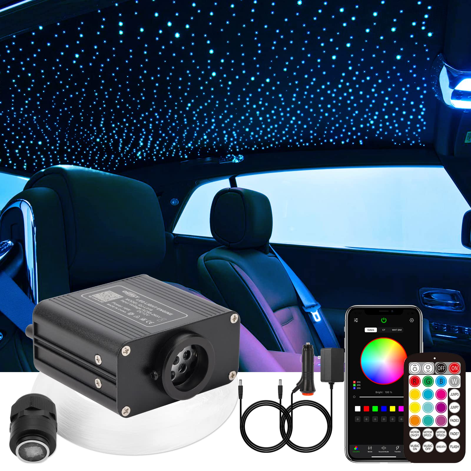 CHINLY Sternenhimmel Auto Glasfaser Licht für Auto/Decke, 16W Twinkle 200pcs*0.75mm*2m Bluetooth RGBW APP/Remote LED Sternenhimmel glasfaser Deckenleuchten Kit CHINLY Sternenhimmel Auto Glasfaser Licht für Auto/Decke, 16W Twinkle 200pcs*0.75mm*2m Bluetooth RGBW APP/Remote LED Sternenhimmel glasfaser Deckenleuchten Kit von CHINLY