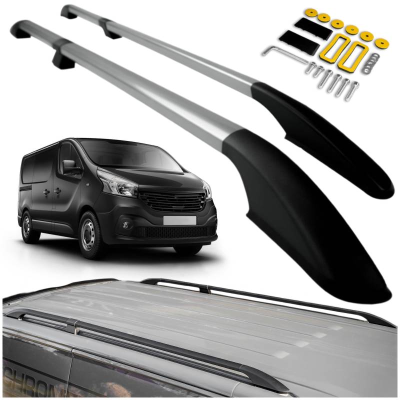 CHROMEMASTER Dachreling Dachträger Kompatibel mit FIAT Talento Long L2 2016+ | Zur Befestigung der Dachgepäckträger, Dachboxen oder Dachfahrradträger | Robuste Konstruktion aus Alu von CHROMEMASTER