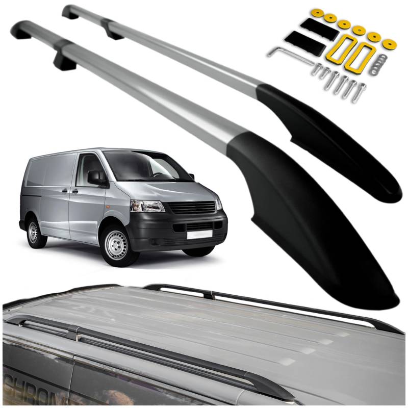 CHROMEMASTER Dachreling Dachträger Kompatibel mit VW T5 Transporter Short 2003-2015 | Zur Befestigung der Dachgepäckträger, Dachboxen oder Dachfahrradträger | Robuste Konstruktion aus Alu von CHROMEMASTER