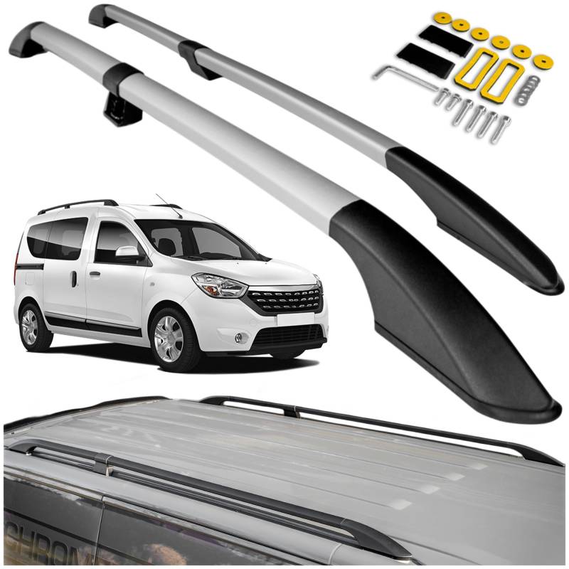 CHROMEMASTER Dachreling Dachträger Kompatibel mit Dacia Dokker 2012-2021 | Zur Befestigung der Dachgepäckträger, Dachboxen oder Dachfahrradträger | Robuste Konstruktion aus Alu von CHROMEMASTER