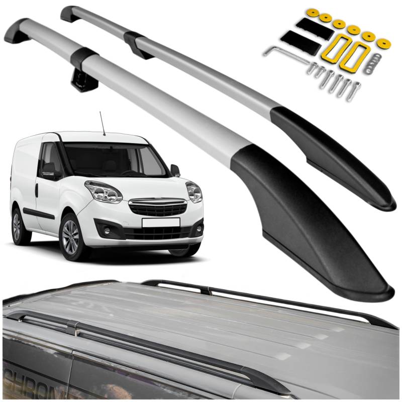 CHROMEMASTER Dachreling Dachträger Kompatibel mit FIAT Doblo Long 2010-2022 | Zur Befestigung der Dachgepäckträger, Dachboxen oder Dachfahrradträger | Robuste Konstruktion aus Alu von CHROMEMASTER