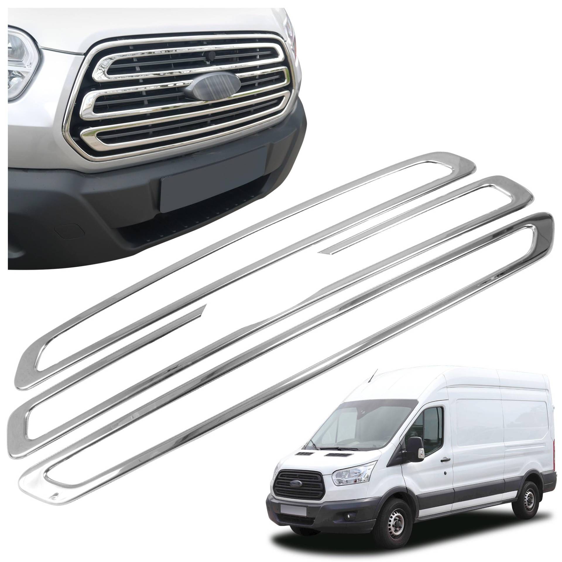CHROMEMASTER | Kompatibel mit Ford Transit 2014-2019 | Leisten für Kühlergrill, Zierblenden, Rostfreier Stahl Poliert | Perfekte Passform; Neues, Attraktives Erscheinungsbild des Fahrzeugs CHROMEMASTER | Kompatibel mit Ford Transit 2014-2019 | Leisten für Kühlergrill, Zierblenden, Rostfreier Stahl Poliert | Perfekte Passform; Neues, Attraktives Erscheinungsbild des Fahrzeugs von CHROMEMASTER