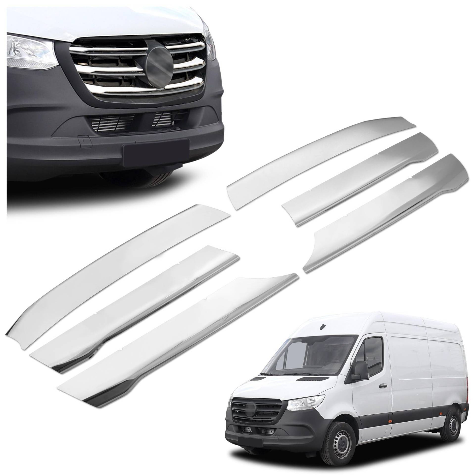 CHROMEMASTER | Kompatibel mit Mercedes Sprinter 2018+ | Leisten für Kühlergrill, Zierblenden, Rostfreier Stahl Poliert | Perfekte Passform; Neues, Attraktives Erscheinungsbild des Fahrzeugs CHROMEMASTER | Kompatibel mit Mercedes Sprinter 2018+ | Leisten für Kühlergrill, Zierblenden, Rostfreier Stahl Poliert | Perfekte Passform; Neues, Attraktives Erscheinungsbild des Fahrzeugs von CHROMEMASTER