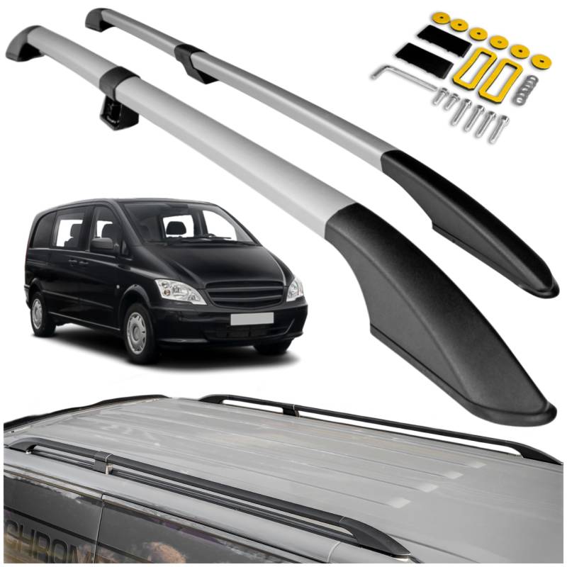 CHROMEMASTER Dachreling Dachträger Kompatibel mit Mercedes Vito/Viano W639 Long 2003-2014 | Zur Befestigung der Dachgepäckträger, Dachboxen oder Dachfahrradträger | Konstruktion aus Alu von CHROMEMASTER