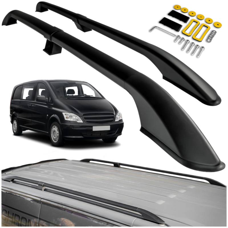 CHROMEMASTER Dachreling Dachträger Kompatibel mit Mercedes Vito/Viano W639 Long 2003-2014 | Zur Befestigung der Dachgepäckträger, Dachboxen oder Dachfahrradträger | Konstruktion aus Alu von CHROMEMASTER
