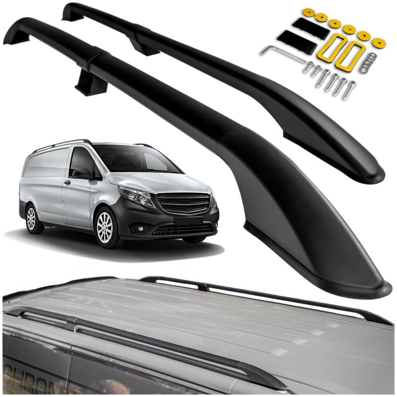 CHROMEMASTER Dachreling Dachträger Kompatibel mit Mercedes Vito V-Klasse W447 Extra Long 2014+ | Zur Befestigung der Dachgepäckträger, Dachboxen oder Dachfahrradträger; Konstruktion aus Alu von CHROMEMASTER