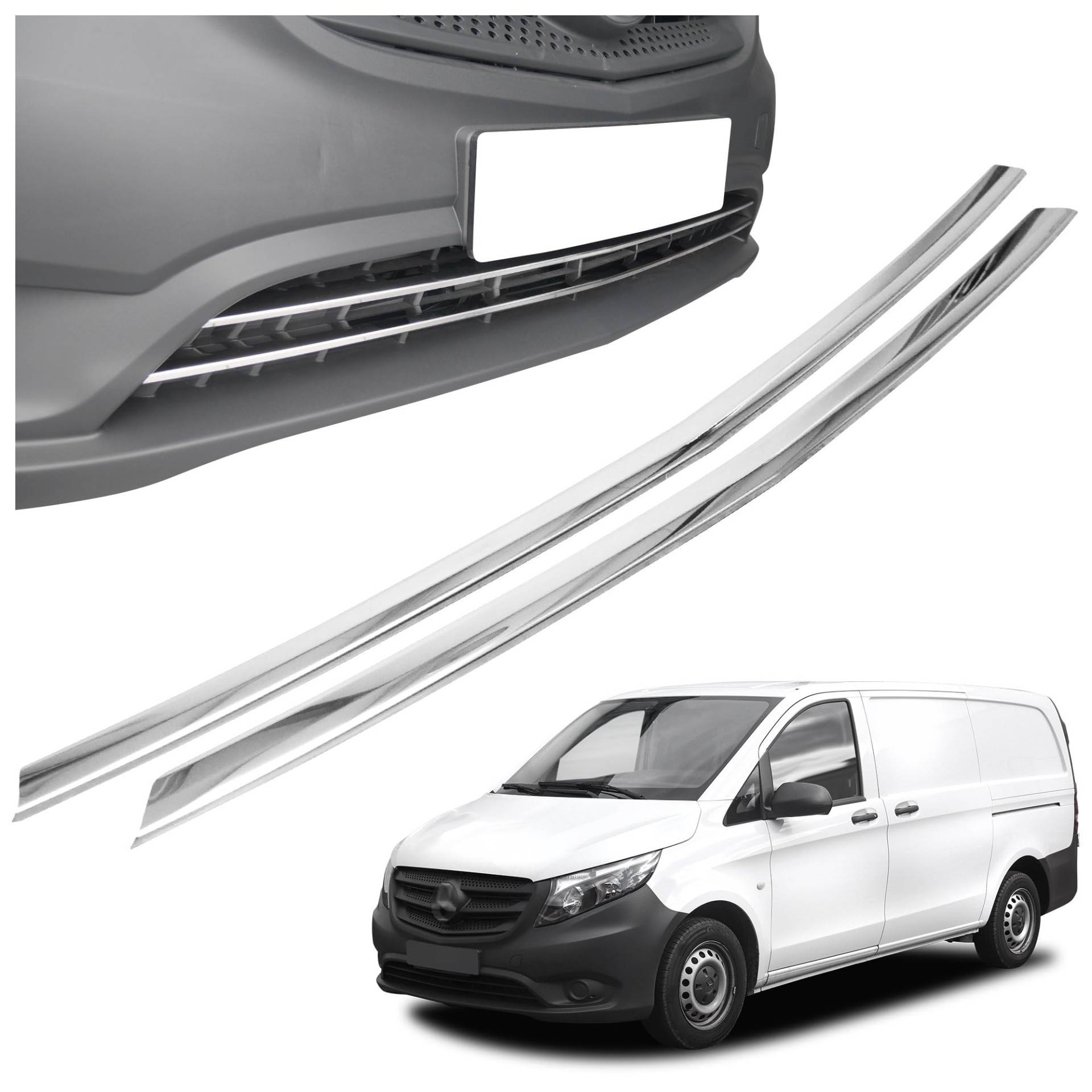 CHROMEMASTER | Kompatibel mit Mercedes Vito VAN W447 2014-2019 | Chromleisten Stoßstange Vorne, untere Zierblende der Frontschürze, Rostfreier Stahl Poliert | Neues Erscheinungsbild des Fahrzeugs CHROMEMASTER | Kompatibel mit Mercedes Vito VAN W447 2014-2019 | Chromleisten Stoßstange Vorne, untere Zierblende der Frontschürze, Rostfreier Stahl Poliert | Neues Erscheinungsbild des Fahrzeugs von CHROMEMASTER