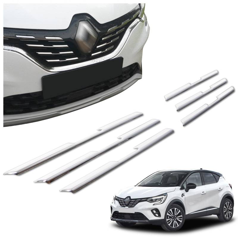 CHROMEMASTER | Kompatibel mit Renault Captur 2020+ | Leisten für Kühlergrill, Zierblenden, Rostfreier Stahl Poliert | Perfekte Passform; Neues, Attraktives Erscheinungsbild des Fahrzeugs von CHROMEMASTER