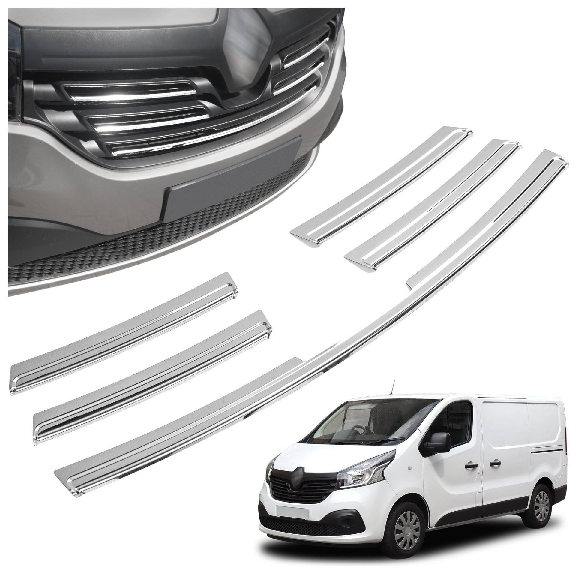 CHROMEMASTER | Kompatibel mit Renault Trafic 2014-2019 | Leisten für Kühlergrill, Zierblenden, Rostfreier Stahl Poliert | Perfekte Passform; Neues, Attraktives Erscheinungsbild des Fahrzeugs CHROMEMASTER | Kompatibel mit Renault Trafic 2014-2019 | Leisten für Kühlergrill, Zierblenden, Rostfreier Stahl Poliert | Perfekte Passform; Neues, Attraktives Erscheinungsbild des Fahrzeugs von CHROMEMASTER