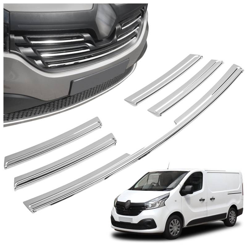 CHROMEMASTER | Kompatibel mit Renault Trafic 2014-2019 | Leisten für Kühlergrill, Zierblenden, Rostfreier Stahl Poliert | Perfekte Passform; Neues, Attraktives Erscheinungsbild des Fahrzeugs von CHROMEMASTER