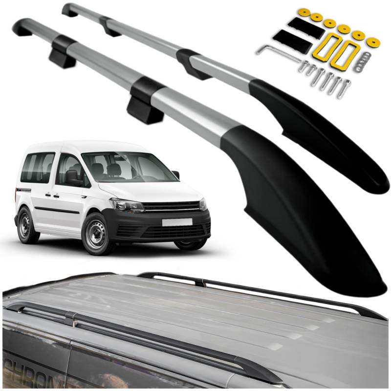 CHROMEMASTER Dachreling Dachträger Kompatibel mit VW Caddy MAXI 2003-2020 | Zur Befestigung der Dachgepäckträger, Dachboxen oder Dachfahrradträger | Robuste Konstruktion aus Alu von CHROMEMASTER