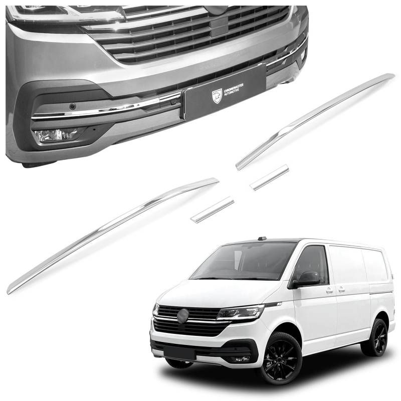 CHROMEMASTER | Kompatibel mit VW T6.1 Transporter 2019-2024 | Chromleisten Stoßstange Vorne, untere Zierblende der Frontschürze, Rostfreier Stahl Poliert | Attraktives Erscheinungsbild des Fahrzeugs von CHROMEMASTER
