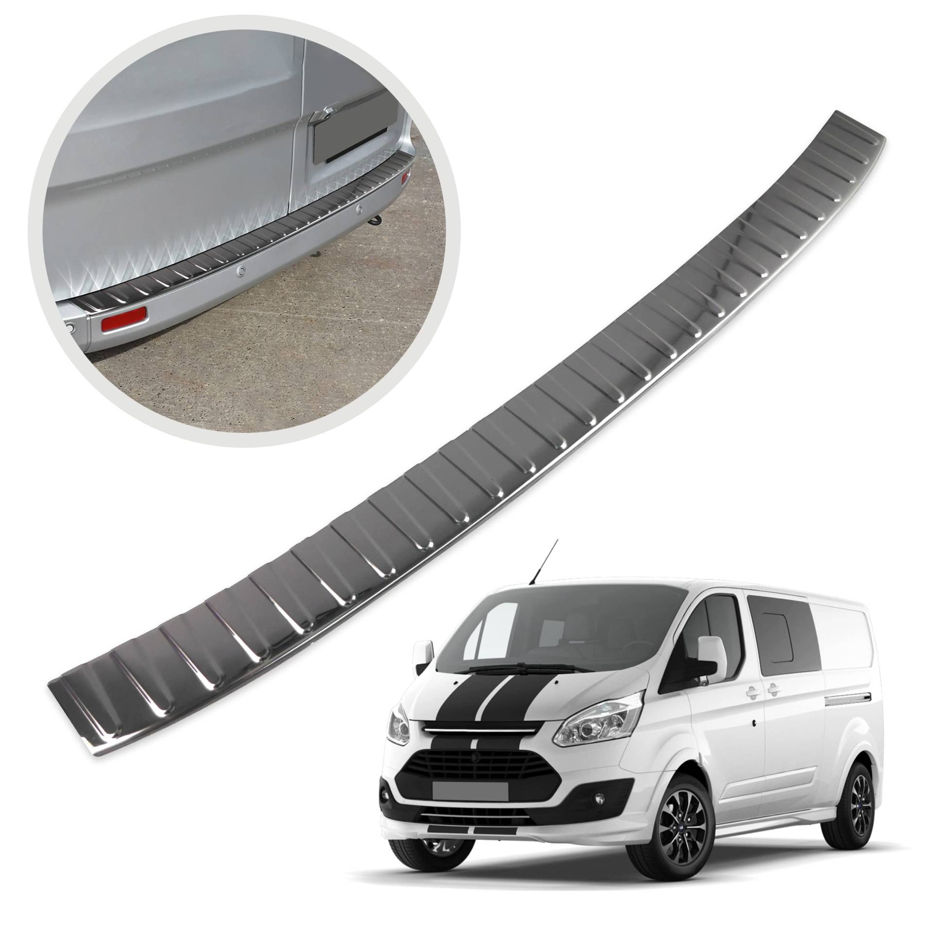 CHROMEMASTER | Ladekantenschutz Stoßstangenschutz | Kompatibel mit Ford Transit Custom 2012-2023 ; Polierter Edelstahl, Dunkelchrom; Unsere Lackschutzleiste Sichert den Heckstoßfänger vor Kratzern CHROMEMASTER | Ladekantenschutz Stoßstangenschutz | Kompatibel mit Ford Transit Custom 2012-2023 ; Polierter Edelstahl, Dunkelchrom; Unsere Lackschutzleiste Sichert den Heckstoßfänger vor Kratzern von CHROMEMASTER