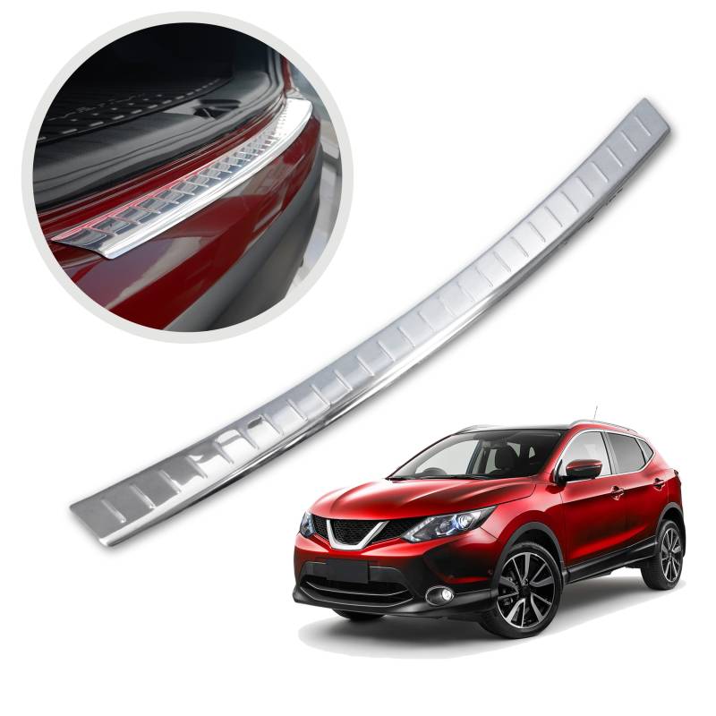 CHROMEMASTER | Ladekantenschutz Stoßstangenschutz | Kompatibel mit Nissan Qashqai J11 2014-2017; Edelstahl Poliert/Chrom; Unsere Lackschutzleiste Sichert den Heckstoßfänger vor Kratzern von CHROMEMASTER