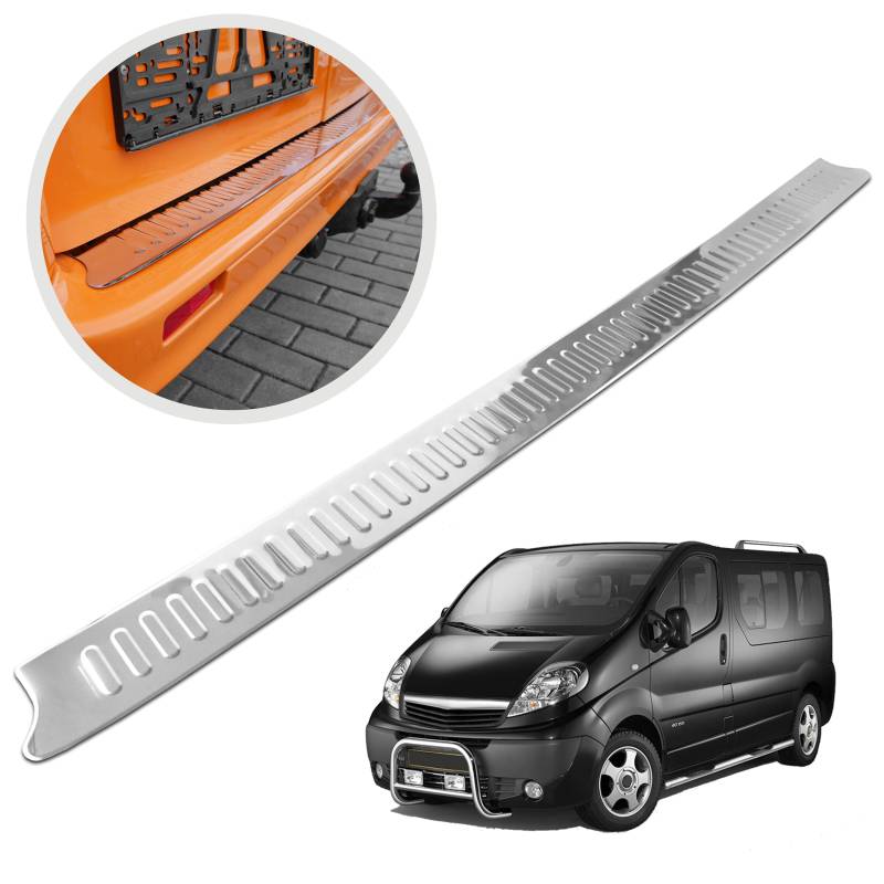 CHROMEMASTER | Ladekantenschutz Stoßstangenschutz | Kompatibel mit Opel Vivaro 2001-2014 ; Edelstahl Poliert/Chrom; Unsere Lackschutzleiste Sichert den Heckstoßfänger vor Kratzern von CHROMEMASTER