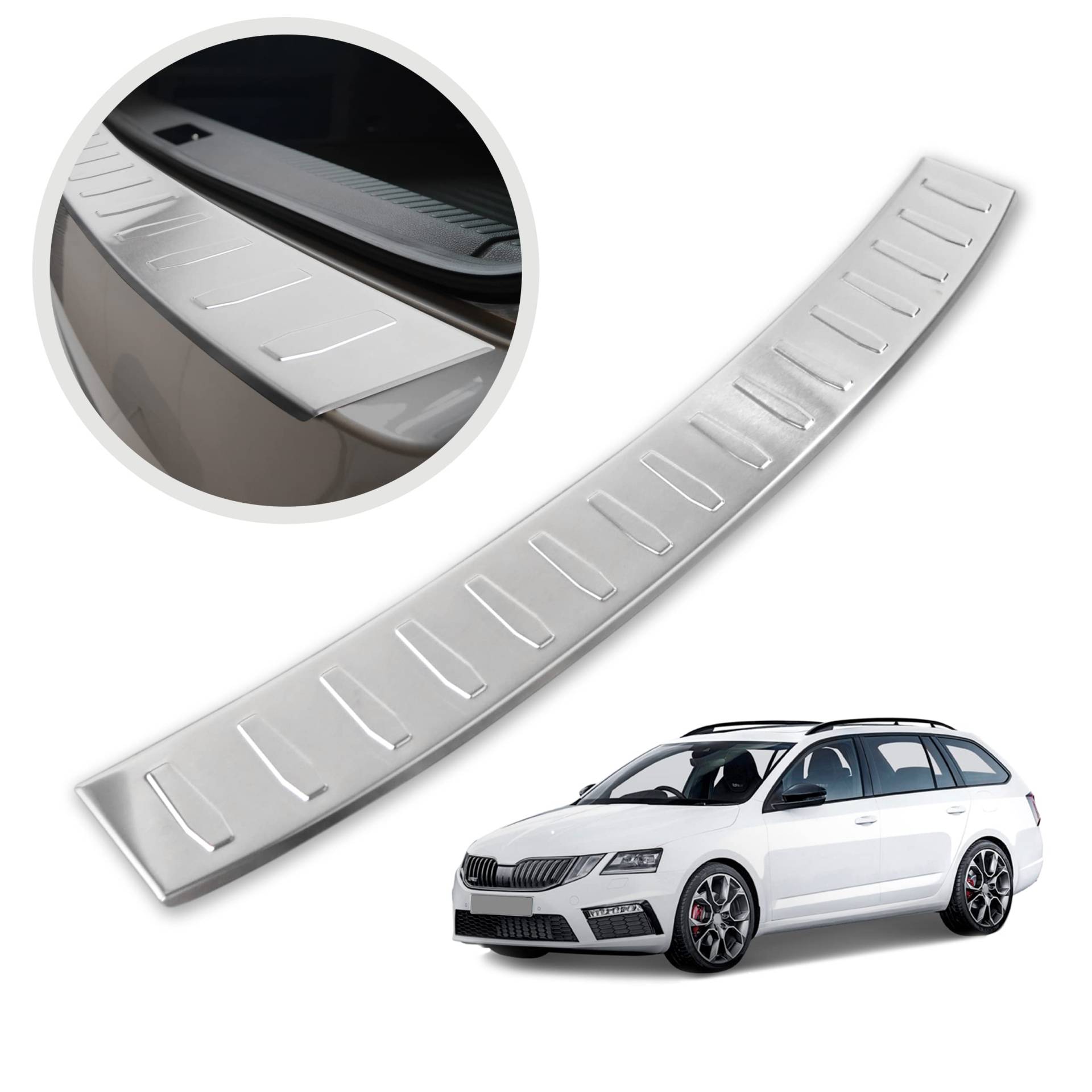 CHROMEMASTER | Ladekantenschutz Stoßstangenschutz | Kompatibel mit Skoda Octavia 3 RS Kombi 2013-2020; Gebürsteter Edelstahl, Silber Matt; Unsere Lackschutzleiste Sichert den Heckstoßfänger CHROMEMASTER | Ladekantenschutz Stoßstangenschutz | Kompatibel mit Skoda Octavia 3 RS Kombi 2013-2020; Gebürsteter Edelstahl, Silber Matt; Unsere Lackschutzleiste Sichert den Heckstoßfänger von CHROMEMASTER