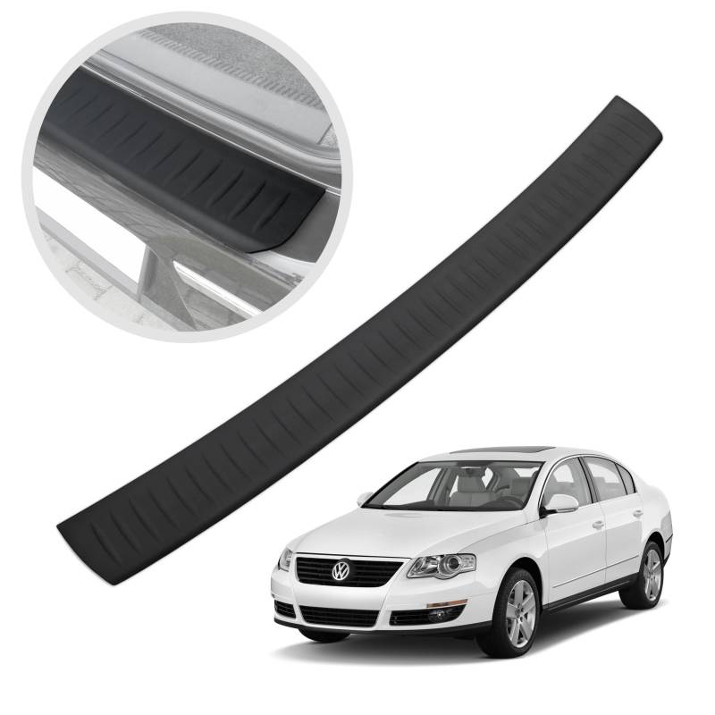 CHROMEMASTER | Ladekantenschutz Stoßstangenschutz | Kompatibel mit VW Passat 3C B6 Limousine 2005-2010; Kunststoff, Matt-schwarz; Unsere Lackschutzleiste Sichert den Heckstoßfänger vor Kratzern von CHROMEMASTER