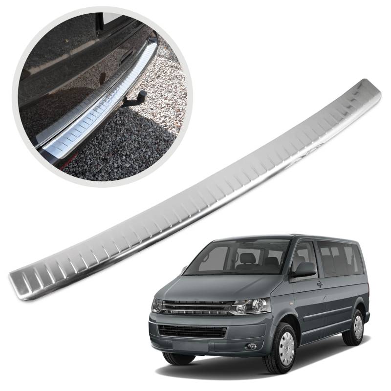 CHROMEMASTER | Ladekantenschutz Stoßstangenschutz Kompatibel mit VW T5 2003-2015; Edelstahl Poliert/Chrom; Unsere Lackschutzleiste Sichert den Heckstoßfänger vor Kratzern Und Beschädigung ab von CHROMEMASTER