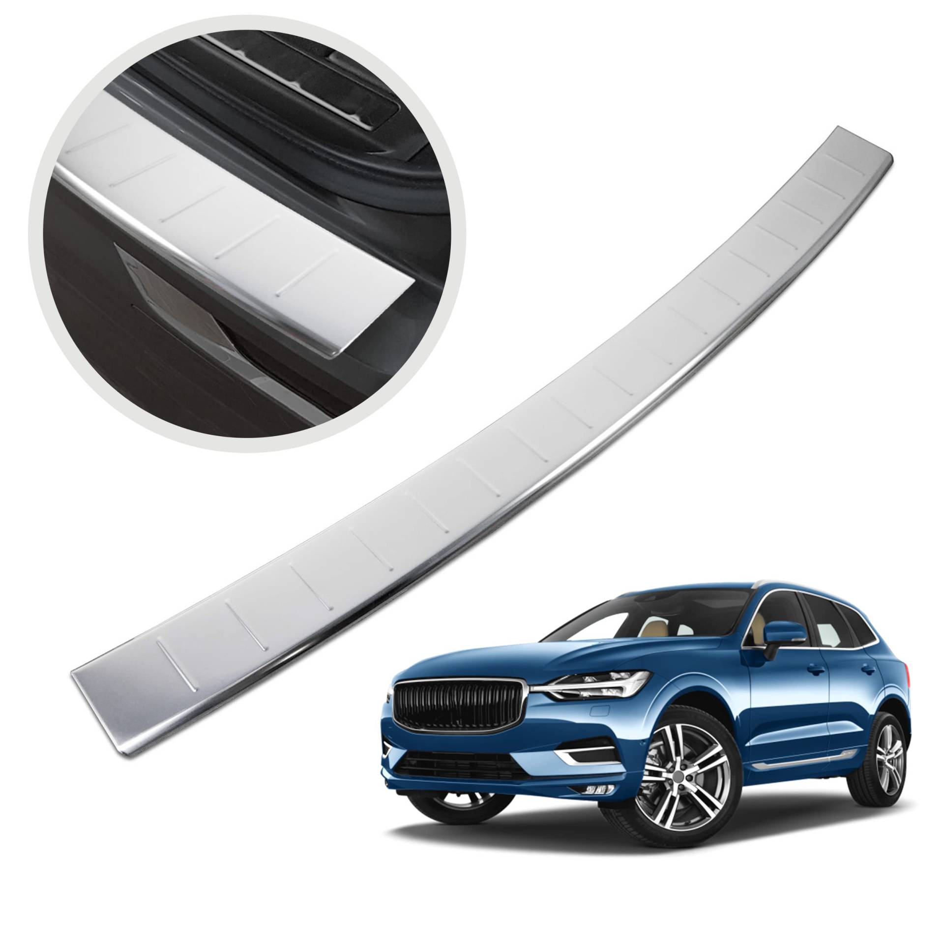 CHROMEMASTER | Ladekantenschutz Stoßstangenschutz | Kompatibel mit Volvo XC60 2017- ; Edelstahl Poliert/Chrom; Unsere Lackschutzleiste Sichert den Heckstoßfänger vor Kratzern Und Beschädigung ab von CHROMEMASTER