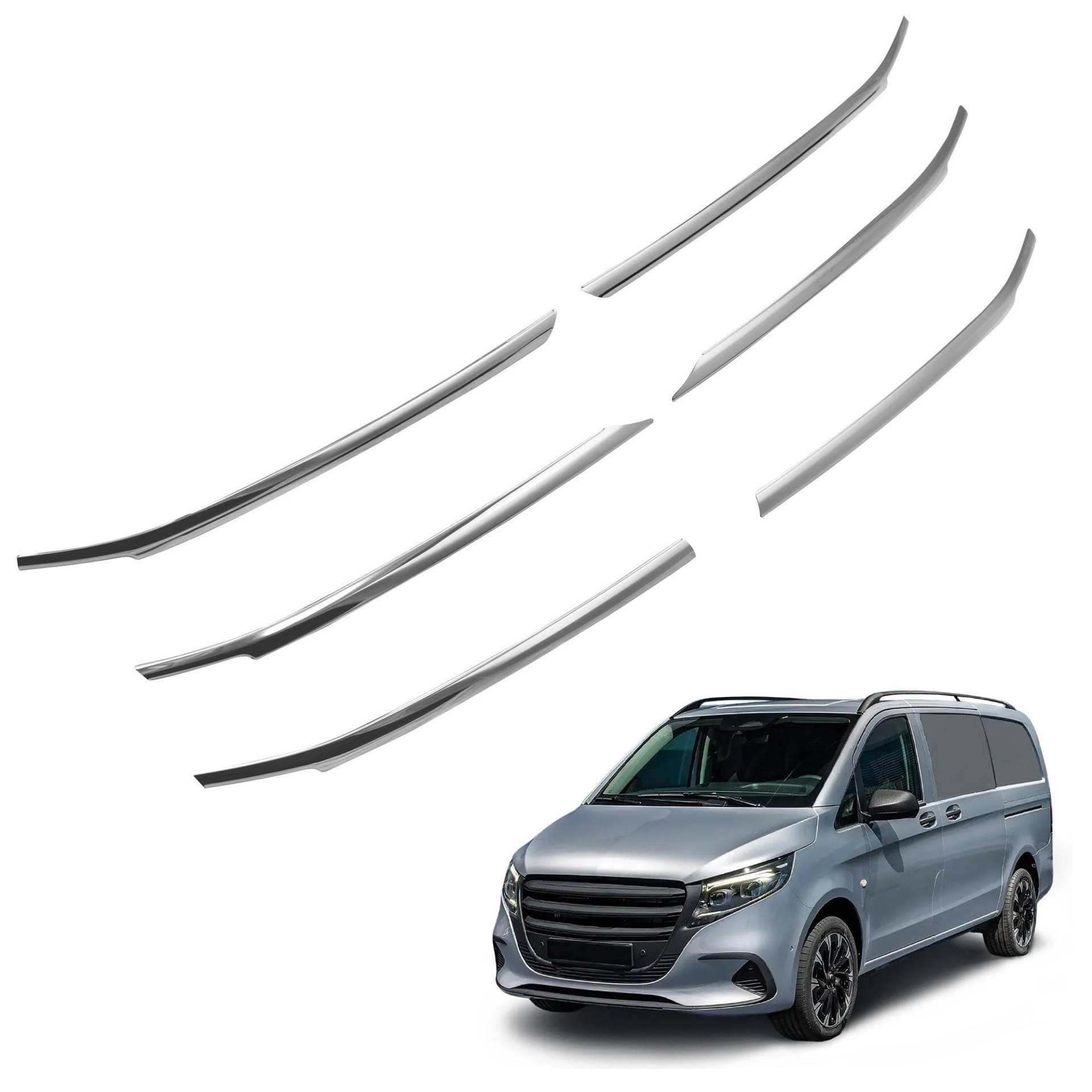 CHROMEMASTER Leisten für Kühlergrill, Zierblenden, Rostfreier Stahl Poliert Kompatibel mit Mercedes Vito W447 2024+ | Perfekte Passform; Neues, Attraktives Erscheinungsbild des Fahrzeugs von CHROMEMASTER