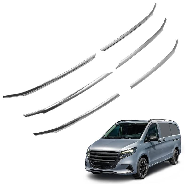 CHROMEMASTER Leisten für Kühlergrill, Zierblenden, Rostfreier Stahl Poliert Kompatibel mit Mercedes Vito W447 2024+ | Perfekte Passform; Neues, Attraktives Erscheinungsbild des Fahrzeugs von CHROMEMASTER