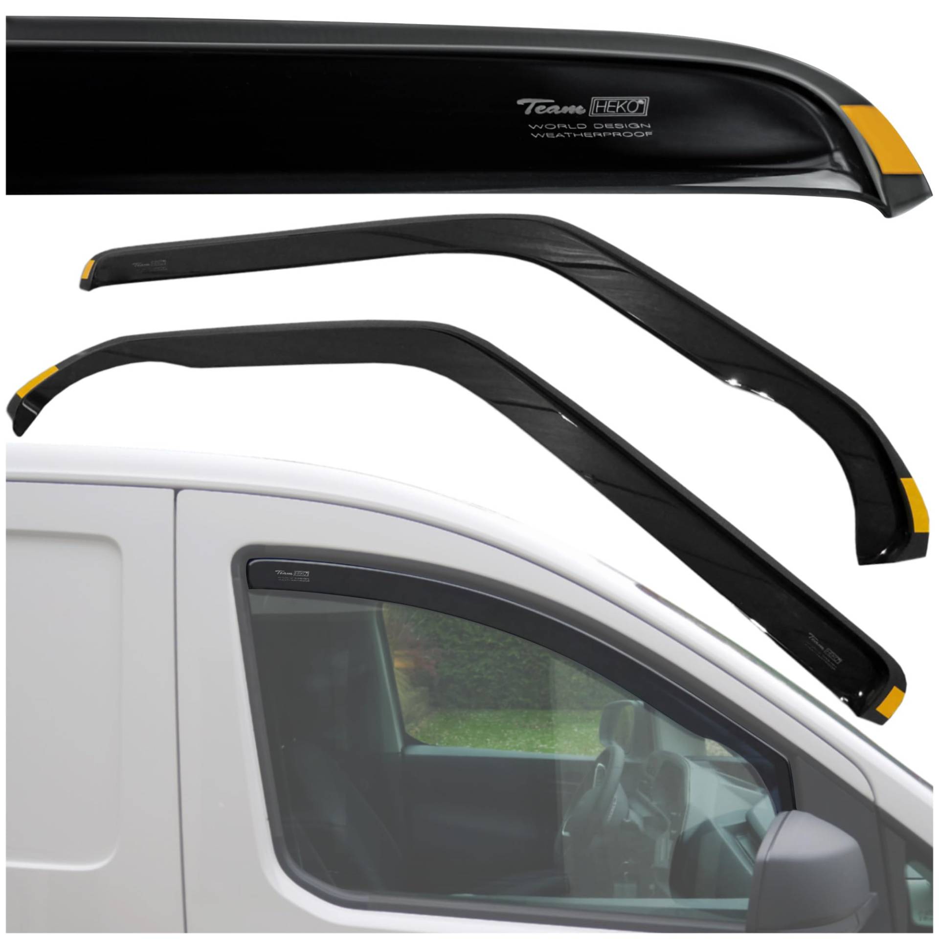 HEKO - Kompatibel mit Volkswagen VW T4 1990-2003 Seitenscheiben-Windabweiser; Vorne; 2 Stk.; Regenabweiser, Windabweiser, Getönt, Stromlinienförmig; Einfache Montage; Schutz vor Wind und Regen HEKO - Kompatibel mit Volkswagen VW T4 1990-2003 Seitenscheiben-Windabweiser; Vorne; 2 Stk.; Regenabweiser, Windabweiser, Getönt, Stromlinienförmig; Einfache Montage; Schutz vor Wind und Regen von CHROMEMASTER