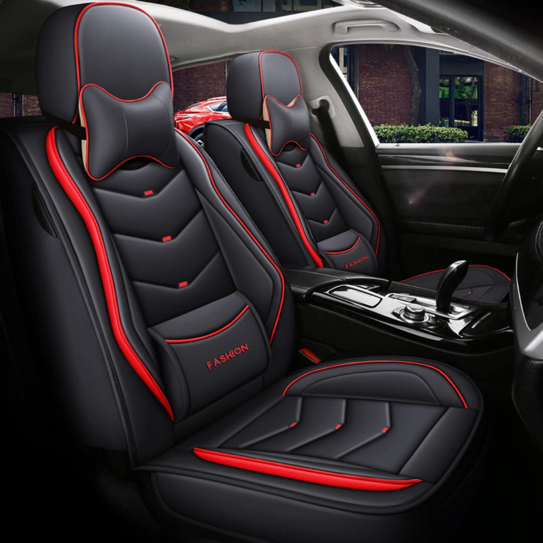 CHUANN Sitzbezüge Auto AutoCHUANN Sitzbezüge Universal Set für Honda HRV HR-V/Ridgeline/Vezel/Honda n-Box jf2 Auto Zubehör/Schwarz-rote Deluxe-Edition von CHUANN