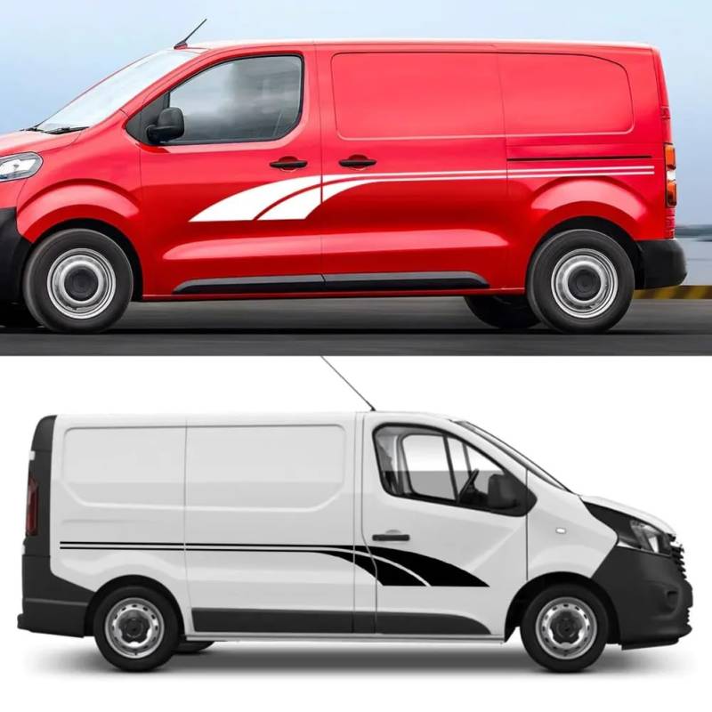 Autoaufkleber, Für Opel, Für Vauxhall Vivaro, Für R=enault Trafic Stripes Camper Van Wohnmobil Vinyl Graphics Decals Auto Tuning Zubehör von CHUANTEN