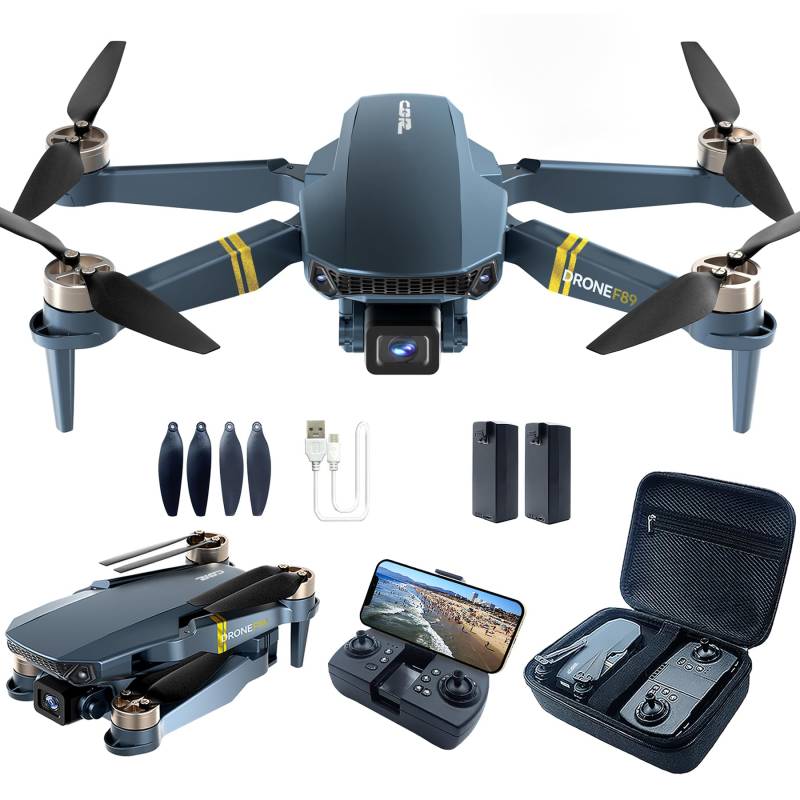 Bürstenlos Super Ausdauer Faltbare Quadcopter Drohne für Anfänger– 40+ Minuten Flugzeit, Wi-Fi FPV Drohne mit 120°Weitwinkel 2K HD Kamera, Bürstenloser Motor, Follow Me, Duale Kameras (2 Batterien) von CHUBORY