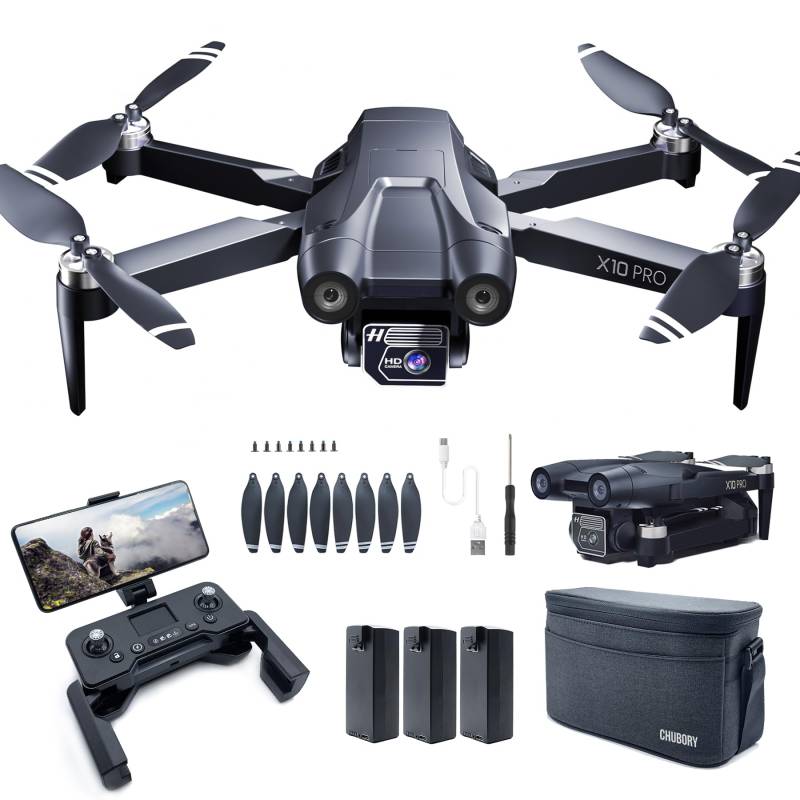 CHUBORY X10 PRO GPS-Drohne mit Kamera für Erwachsene 4K UHD, 90 Minuten Flugzeit, 1000 Meter Steuerreichweite, automatische Rückkehr, Folge-Modus, bürstenloser Motor, X10-DE-241202-2 von CHUBORY