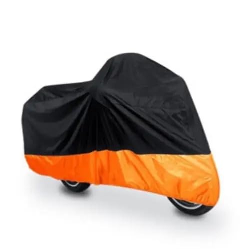 Motorradabdeckung, Motorradabdeckung, Ultra Classic Road Touring Sportster Bikes Abdeckung (Ganz Schwarz, XL 245x105x125 cm)(Black and Orangler,L 220x95x110 cm) von CHUDOU