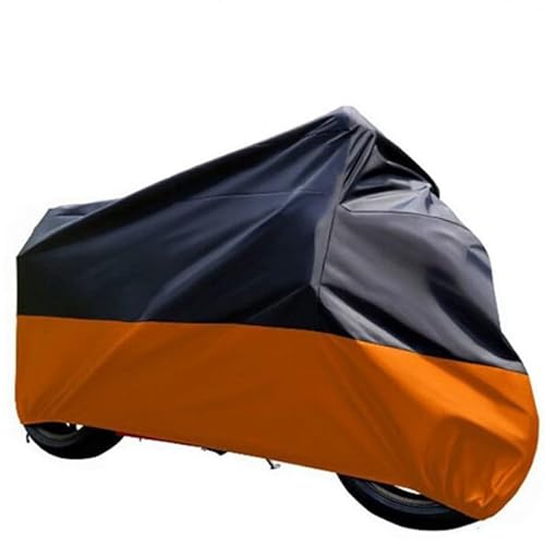 Motorradabdeckung, wasserdichte Motorradabdeckungen aus Oxford-Stoff, Staubschutz, Sonnenschutz, Regen, Schnee, Motorrad-Regenmantel, 210d, Motorradausrüstung (Schwarz, XL)(Orange,XL) von CHUDOU