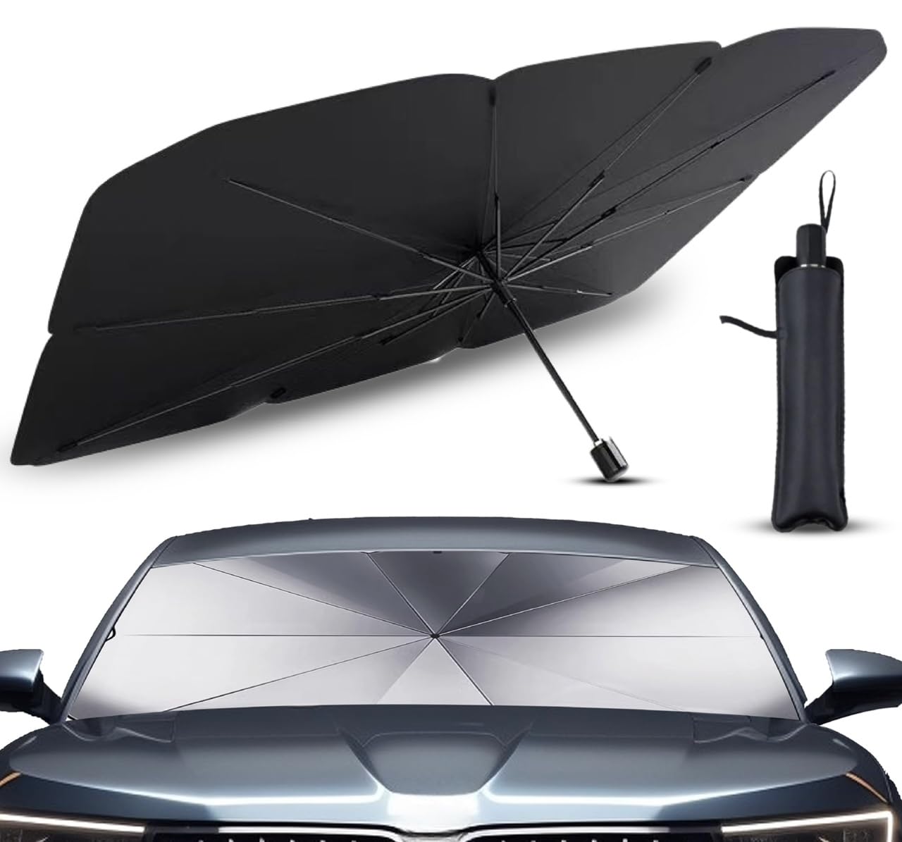 Sonnenschutz Auto Frontscheibe Innen für VW ID.Buzz I 2022-2024, UV-beständiger Auto Sonnen Schutz mit 360° drehbarer Achse und Titan-Beschichtung von CHUNFANG