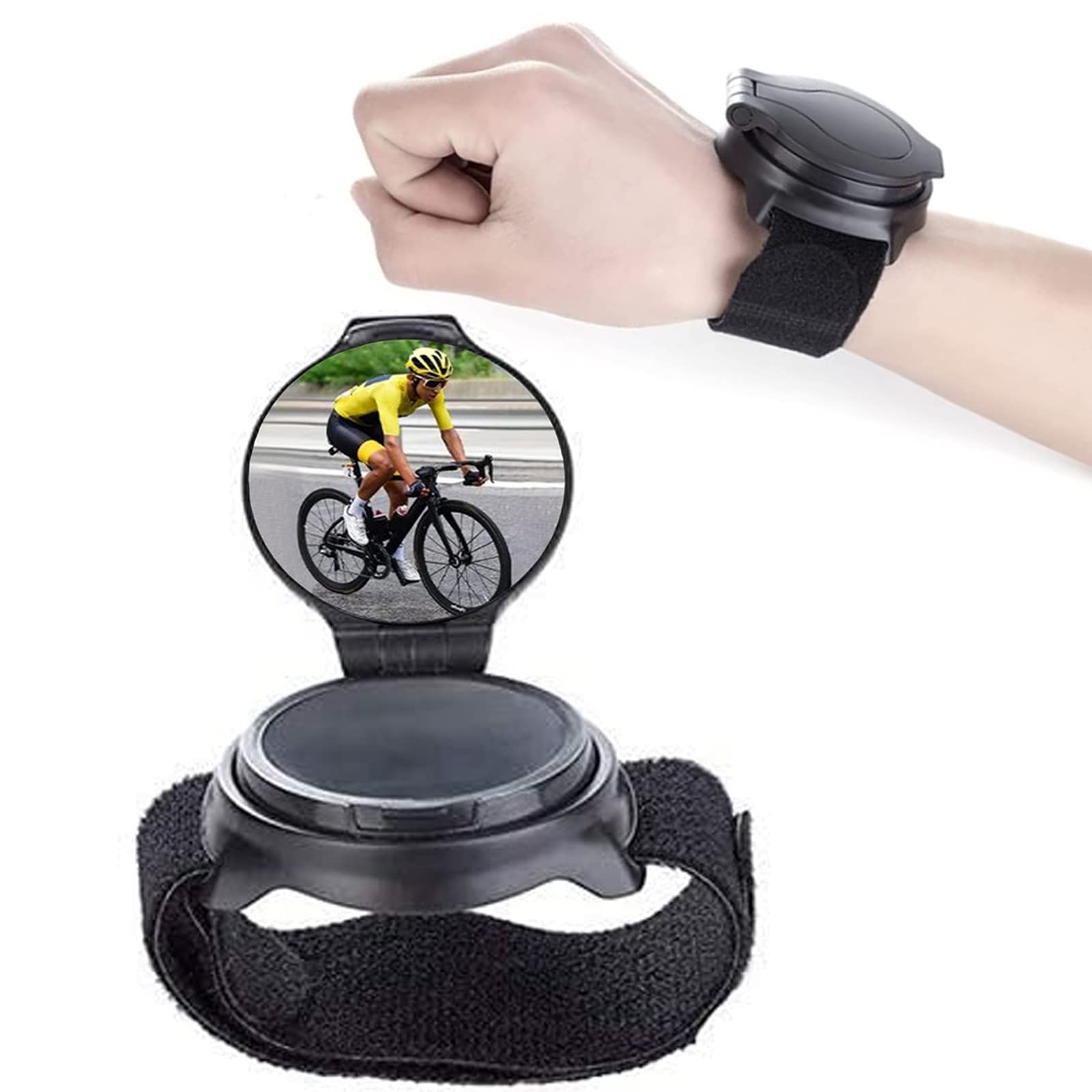 Weitwinkel Radfahren Fahrrad Rückspiegel,Fahrrad Rückspiegel Handgelenk,Handgelenk Spiegel Fahrrad Rückspiegel,360°Verstellbarer Rückspiegel,Drehbarer und Faltbarer Fahrradrückspiegel,für Fahrräder von CHmiss