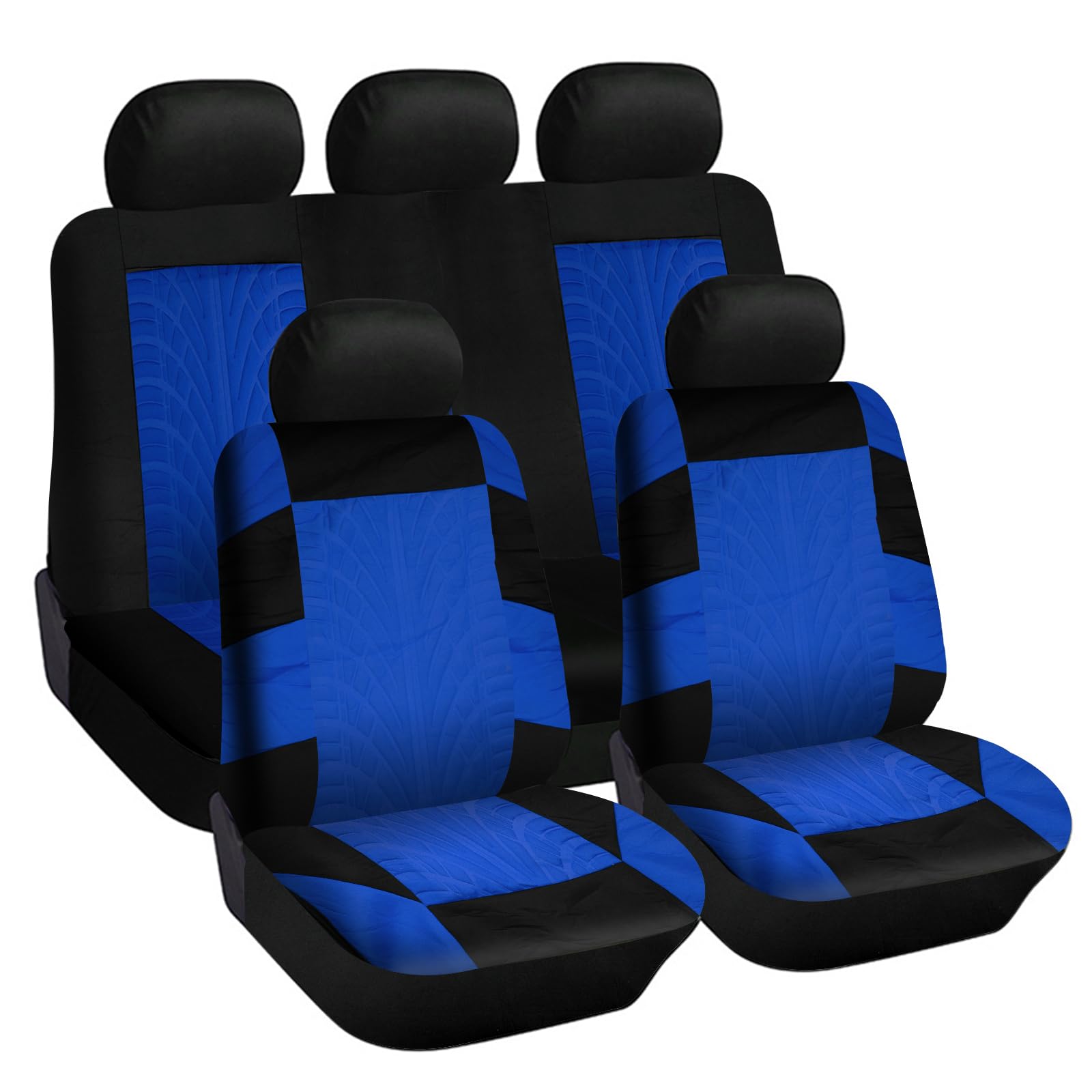 CICMOD Auto-Sitzbezüge Set Universal Sitzschoner Auto-Schonbezüge Vordersitze und Rücksitze Autositzüberzug Schwarz Blau von CICMOD