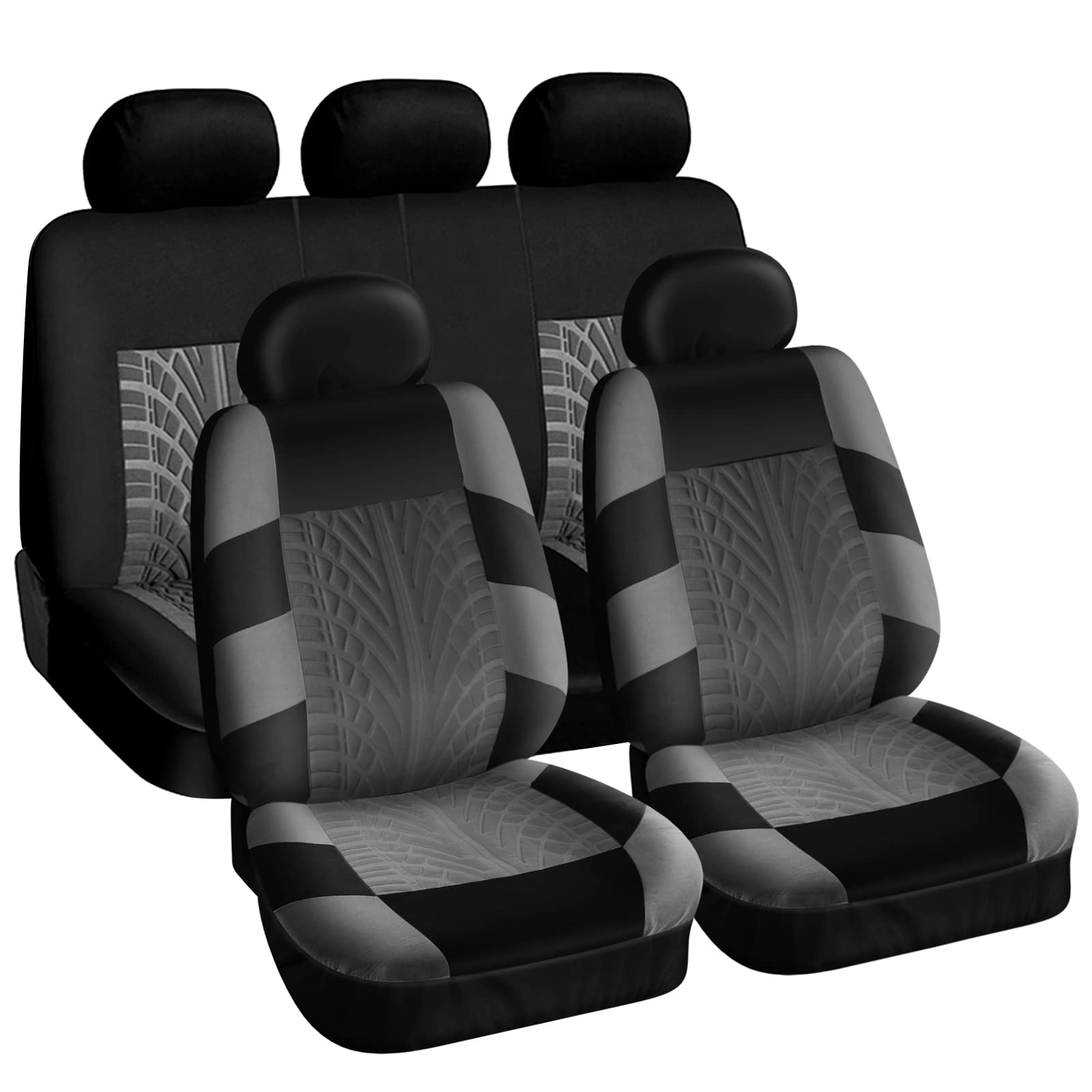 CICMOD Auto-Sitzbezüge Set Universal Sitzschoner Auto-Schonbezüge Vordersitze und Rücksitze Autositzüberzug Schwarz Grau von CICMOD