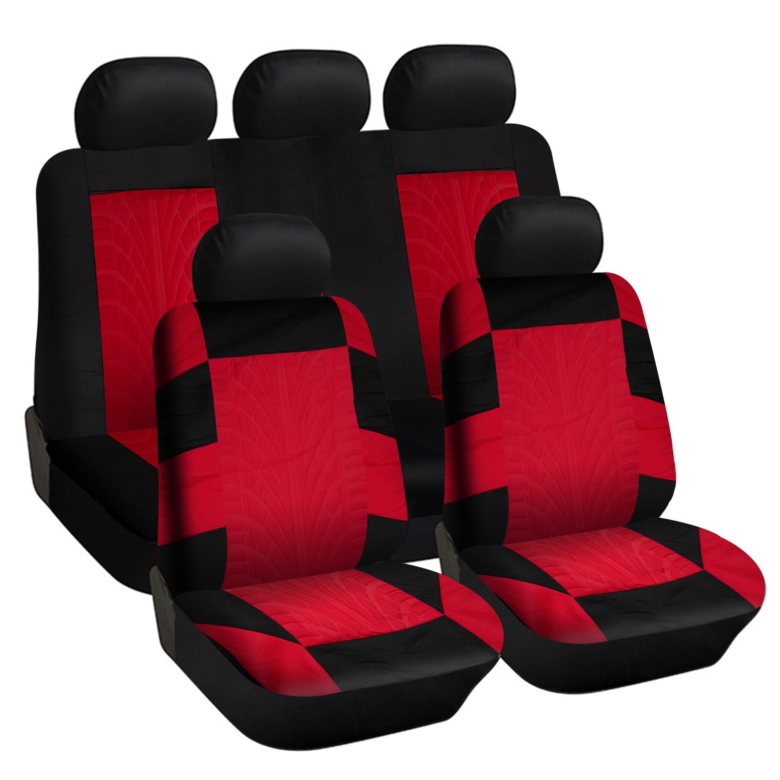 CICMOD Auto-Sitzbezüge Set Universal Sitzschoner Auto-Schonbezüge Vordersitze und Rücksitze Autositzüberzug Schwarz Rot von CICMOD