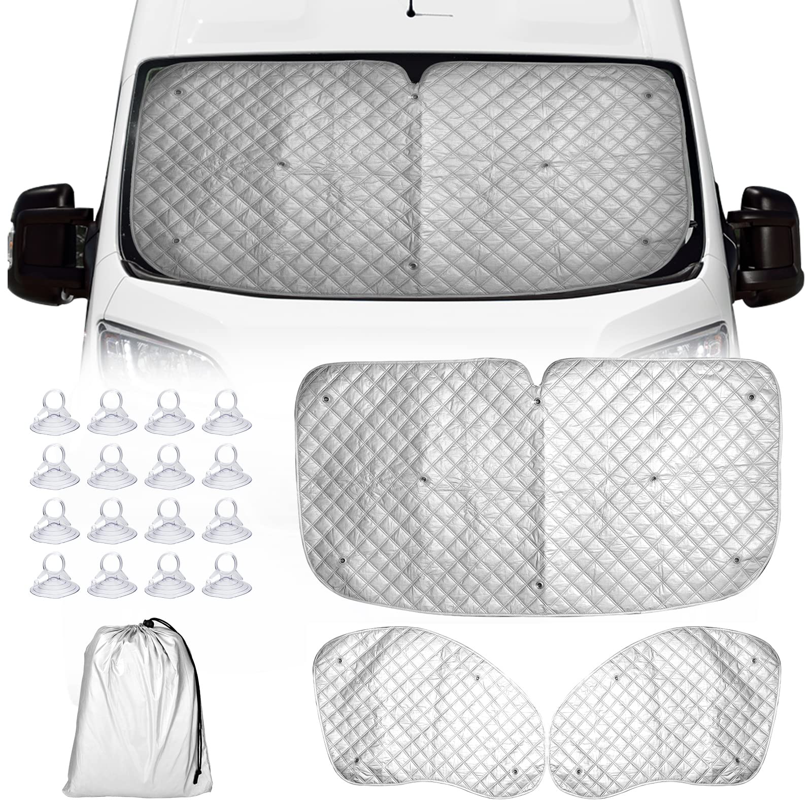 CICMOD Frontscheibenabdeckung Auto Sonnenschutz Innen Thermomatte Scheibenabdeckung für FIAT Ducato Interner Windschutzscheiben-Abdeckun Set von CICMOD